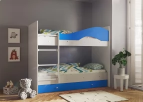 Двухъярусная кровать Мая, белый + синий