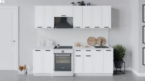 Кухонный гарнитур «Лорас» длиной 240 см (Белый/Холст белый)