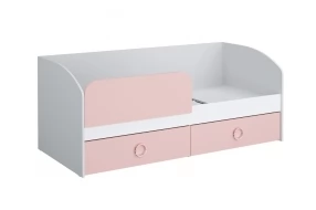 Кровать с выдвижными ящиками (цельная) Baby ЛДСП, Белый, Айскрим (розовый), 80х180 мм, девочка, 1840