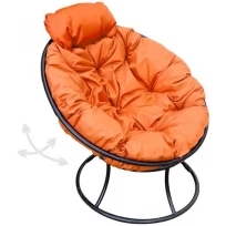 Кресло M-GROUP папасан пружинка мини без ротанга чёрное, оранжевая подушка