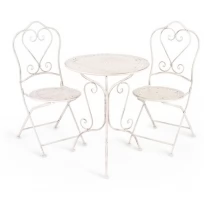 Комплект (стол + 2 стула) Secret de Maison Monique (mod. PL08-6241.6242) металл, стол:62x73, стул: 48x40x93, Античный белый (Antique White)