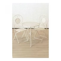 Комплект кованой садовой мебели лилли (стол и два стула), белый